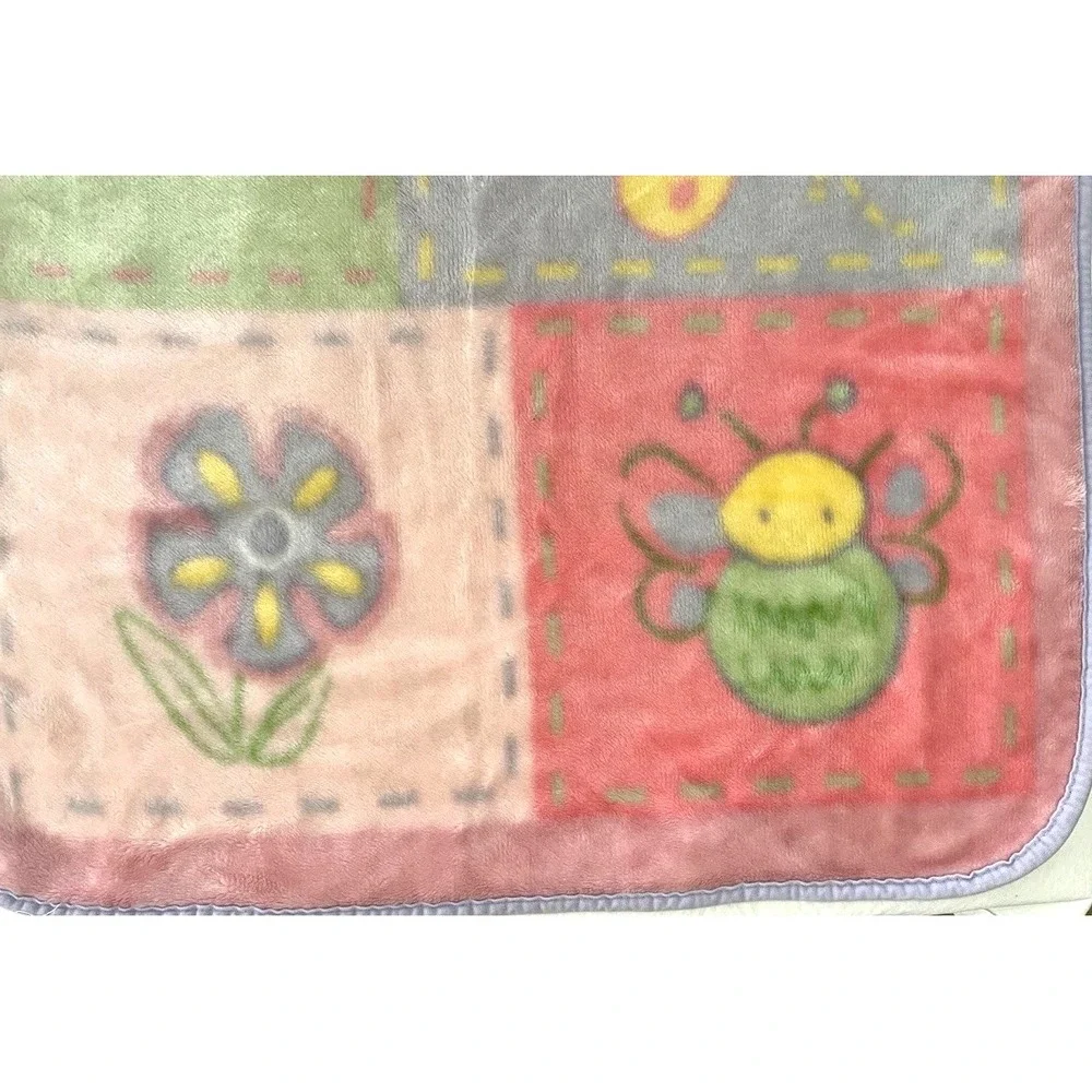 Baby‎ Boom RN 90347 Girl Soft Plush Butterfly Flower Heart Bee Blanket Vtg Htf